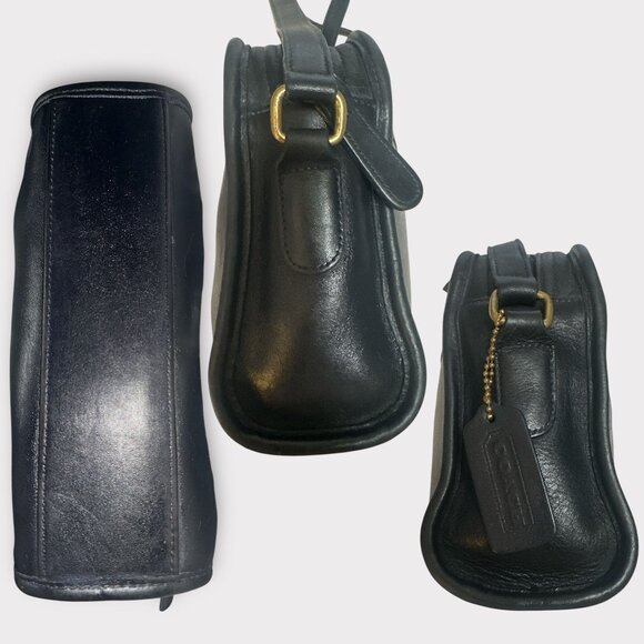 VTG Coach Metropolis Zip Bag 9087 Navy Leather Brass Crossbody Y2K Costa Rica - Picture 5 of 9